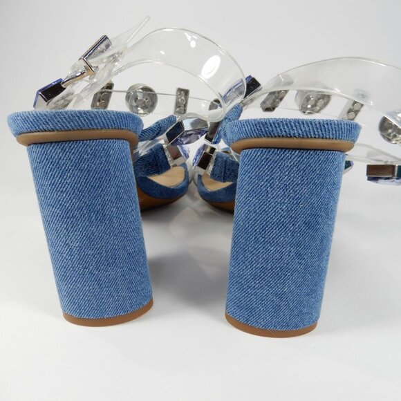 Gianni Bini x DANNIJO Bianca SANDALS Size 7 Blue Denim Jewel Embellished NEW - Picture 7 of 12